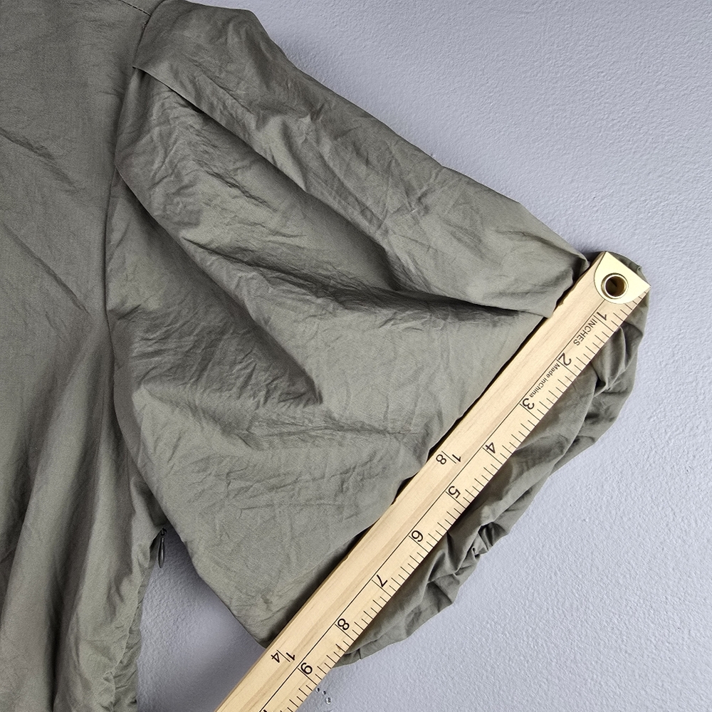 Karlie Solid Pleat Bubble Hem Mini Shirt Dress Button Up Olive Green Womens Sz S - Picture 12 of 15